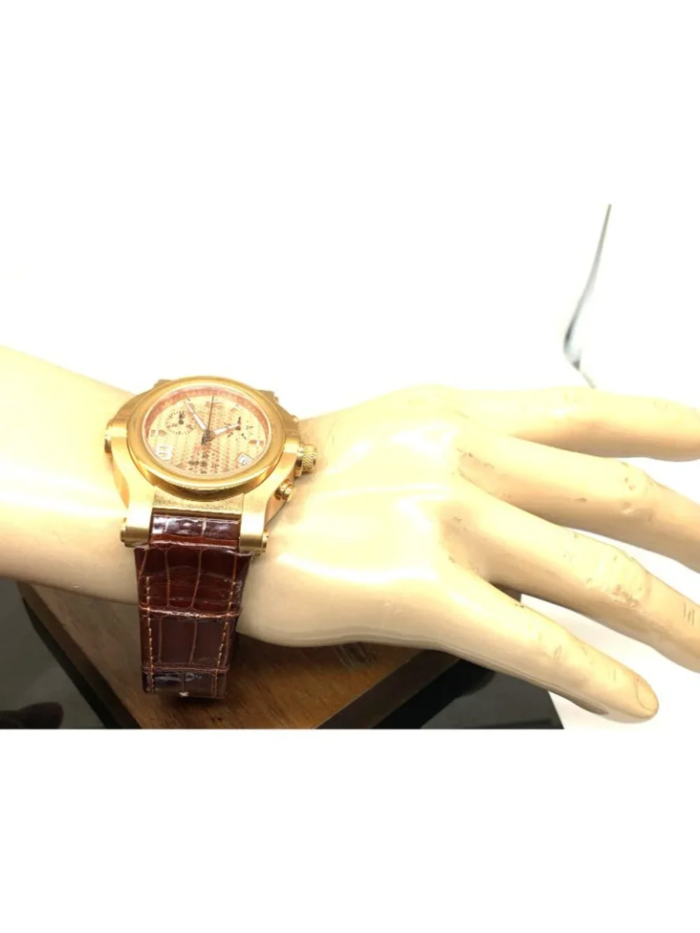 Renato Men's Watch Swiss Quartz Chronograph Rose Gold Steel Brown Leather 45mm